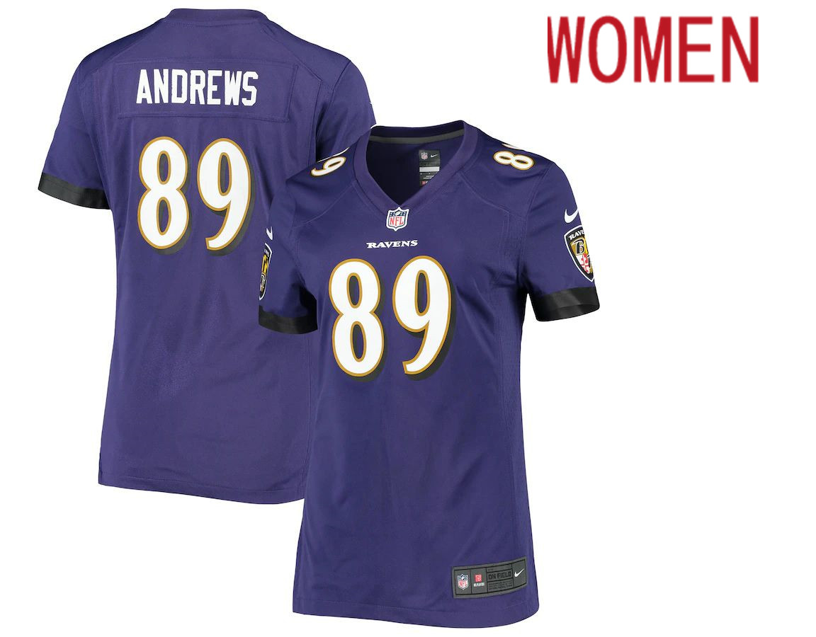 Women Baltimore Ravens #89 Mark Andrews Nike Purple Game Player NFL Jersey->women nfl jersey->Women Jersey